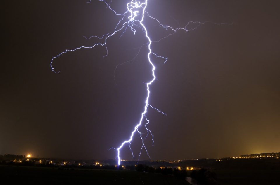 Lightning storm over Prague, Czech republic