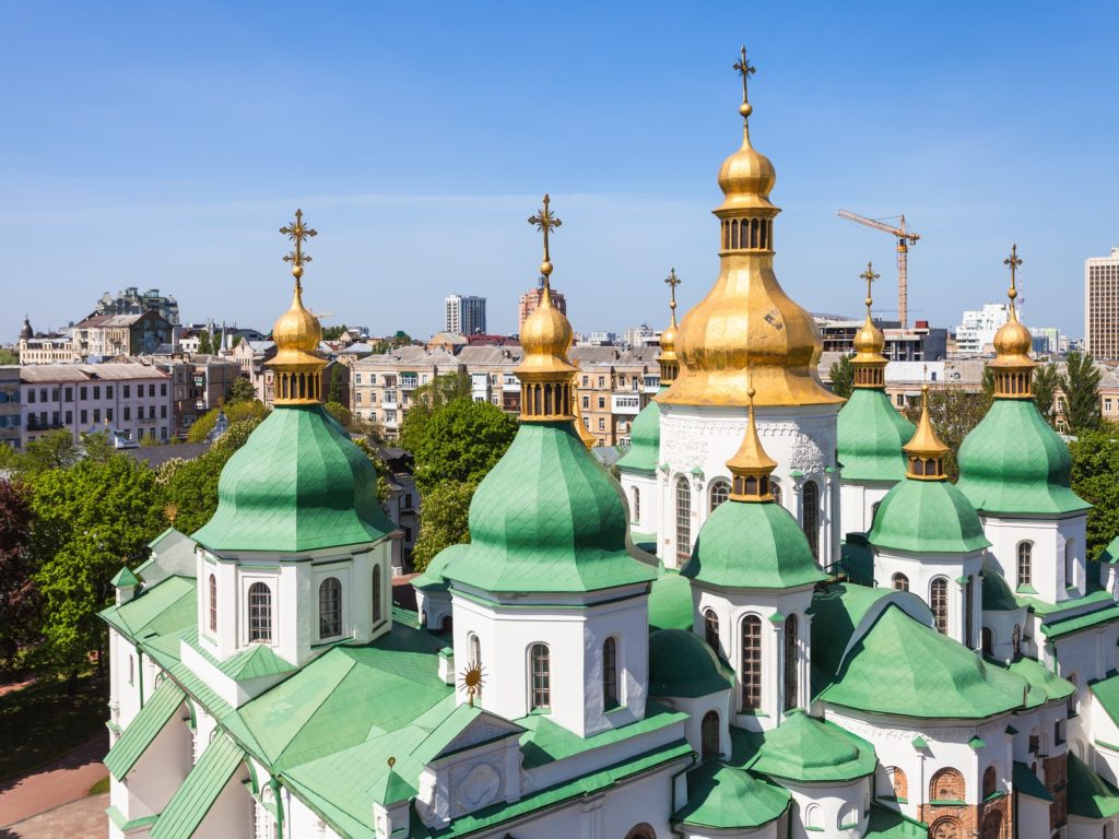 domes of Saint Sophia Cathedral and Kiev city
