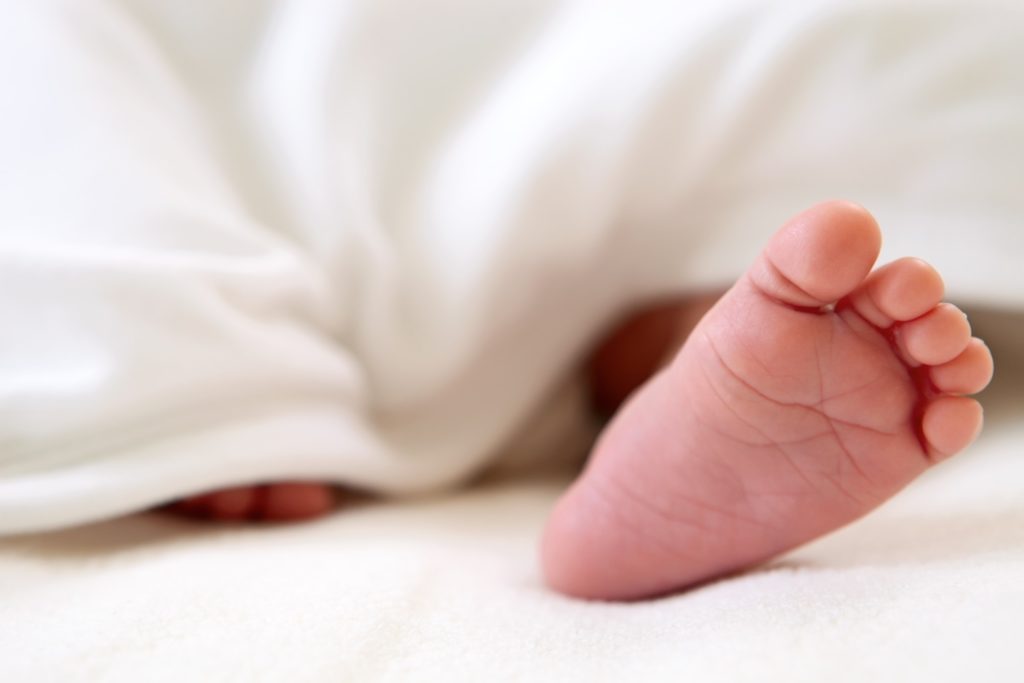 Newborn baby foot