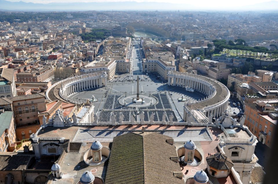 Aerial view of the Saint Peter's square in Vatican city. Cityscape