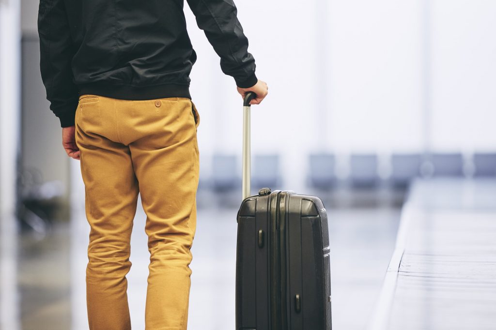 Man in airport terminal