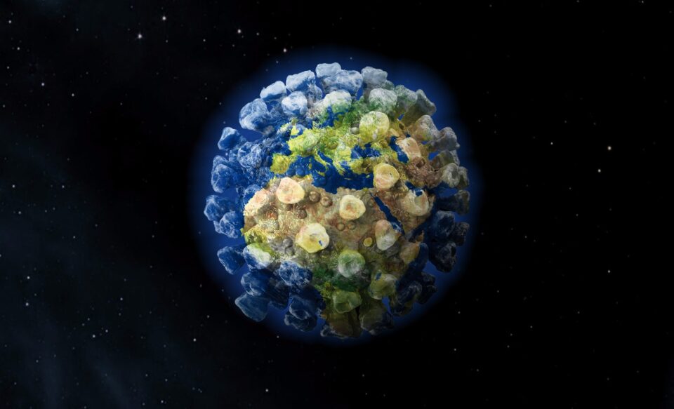 3d render of planet earth shaped as corona virus