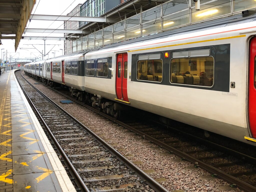 Train at the train station in london