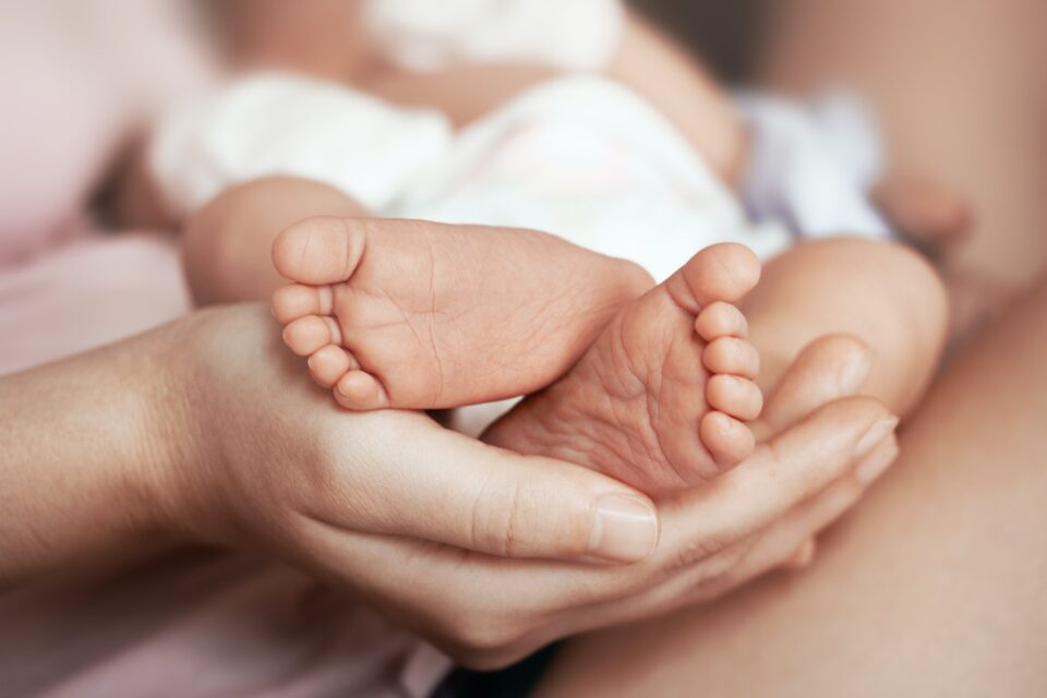 Feet of newborn baby