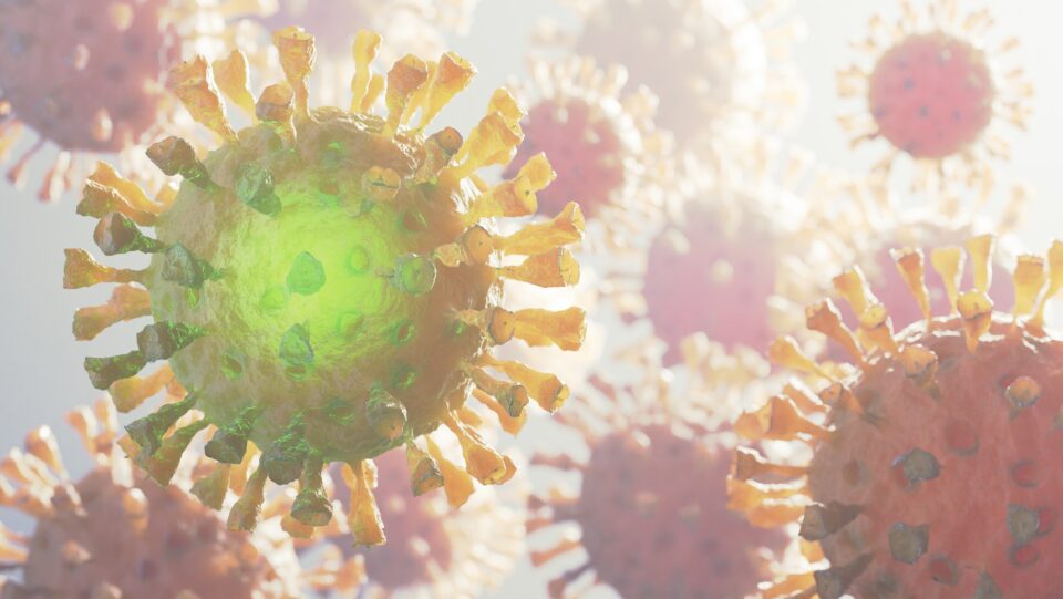 Coronavirus 2019-nCov novel coronavirus concept. Microscope virus close up.