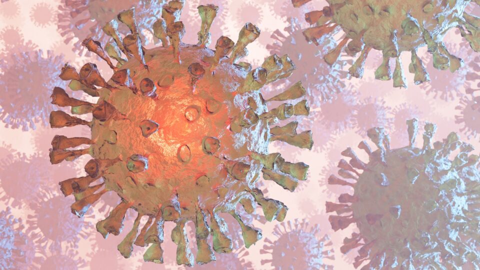 Coronavirus 2019-nCov novel coronavirus concept. Microscope virus close up.