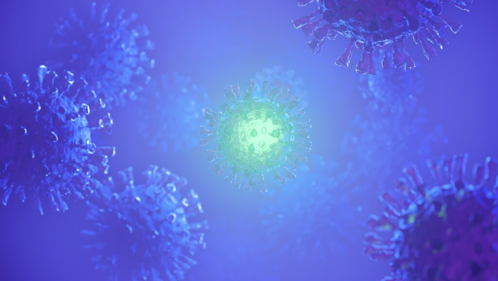 Coronavirus 2019-nCov novel coronavirus concept. Microscope virus close up.