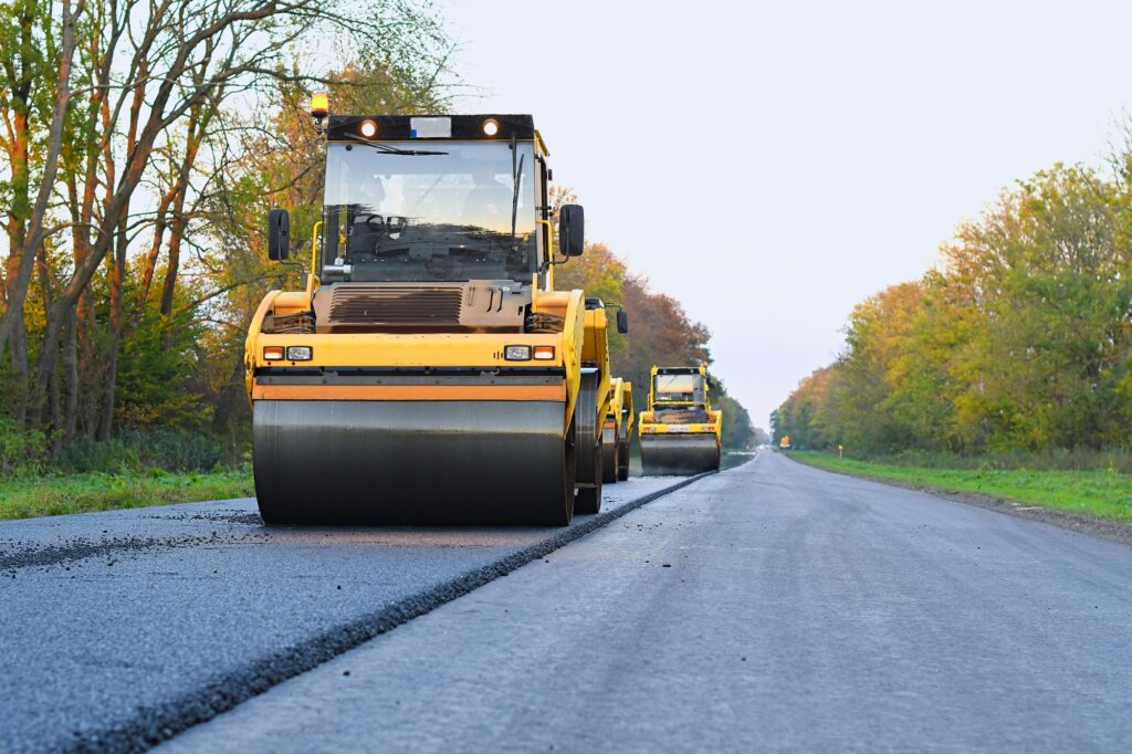 road roller working