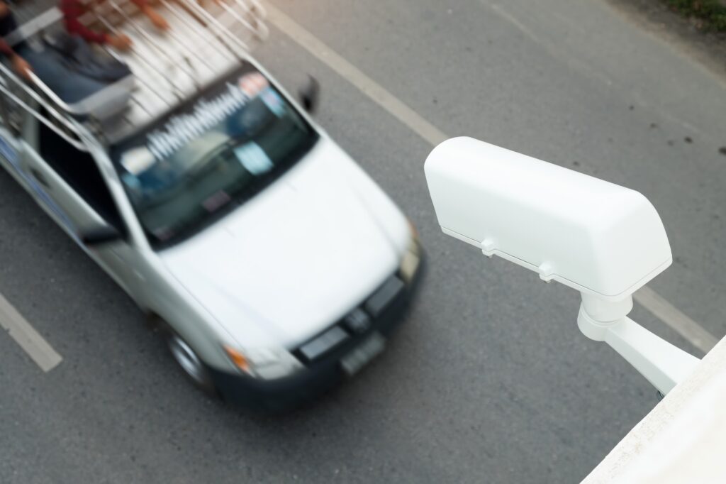 CCTV cameras installed on the road for traffic reports and speed