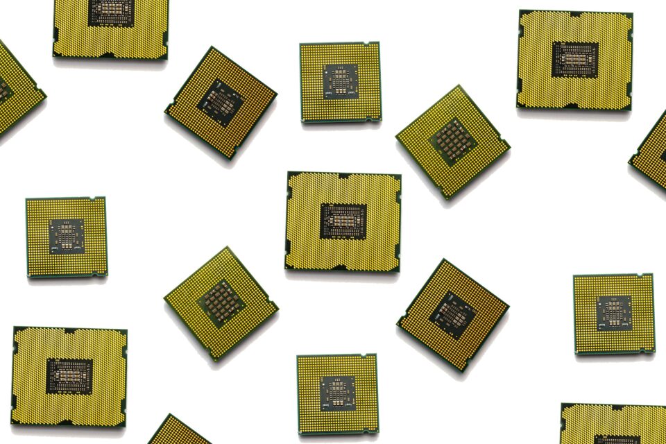 Computer processors. Isolate on a white background. Copy space.